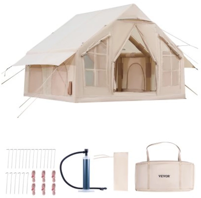 VEVOR Inflatable Tent for Camping 4-6 Person Glamping Tent with Pump Easy Set up
