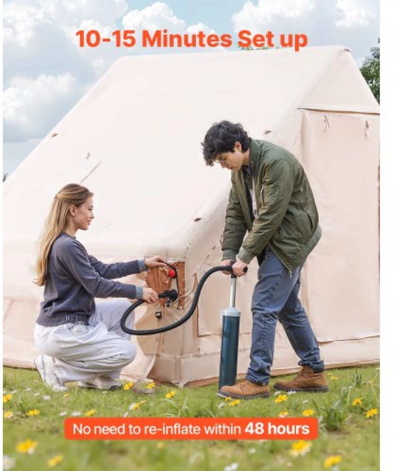 VEVOR Inflatable Tent for Camping 4-6 Person Glamping Tent with Pump Easy Set up