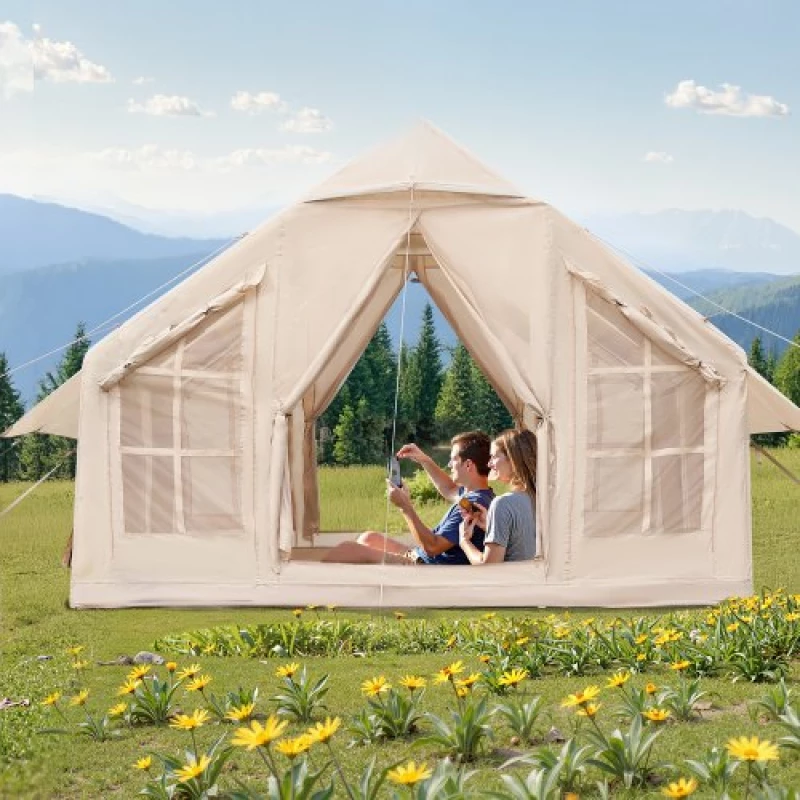VEVOR Inflatable Tent for Camping 4-6 Person Glamping Tent with Pump Easy Set up