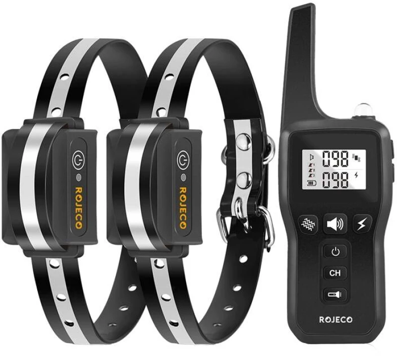 Rojeco PD529 1000m κολάρο εκπαίδευσης σκύλων με 2 κολάρα (μαύρο)