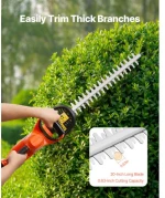 VEVOR Cordless Electric Hedge Trimmer 20V 2A Battery 20in Dual-Action Blade