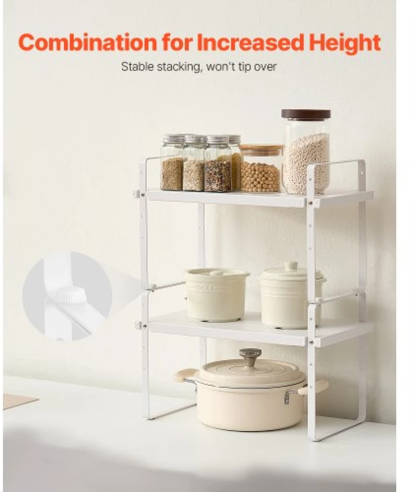 VEVOR 2 Tier Cabinet Organizer Shelf Counter Shelves Steel Storage Spice Rack