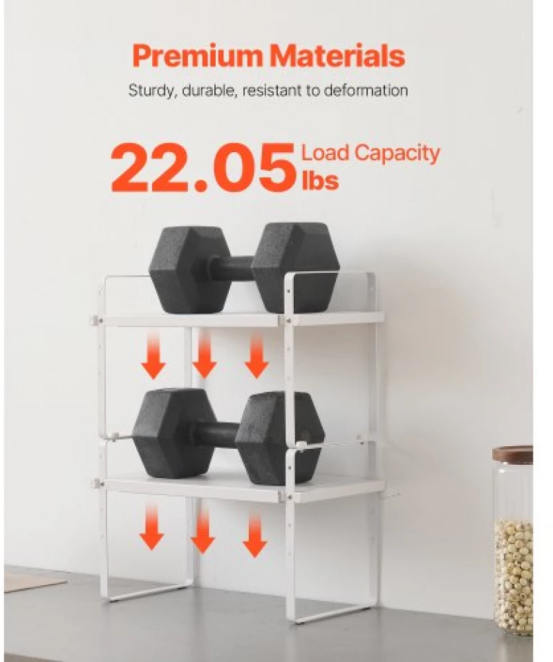 VEVOR 2 Tier Cabinet Organizer Shelf Counter Shelves Steel Storage Spice Rack