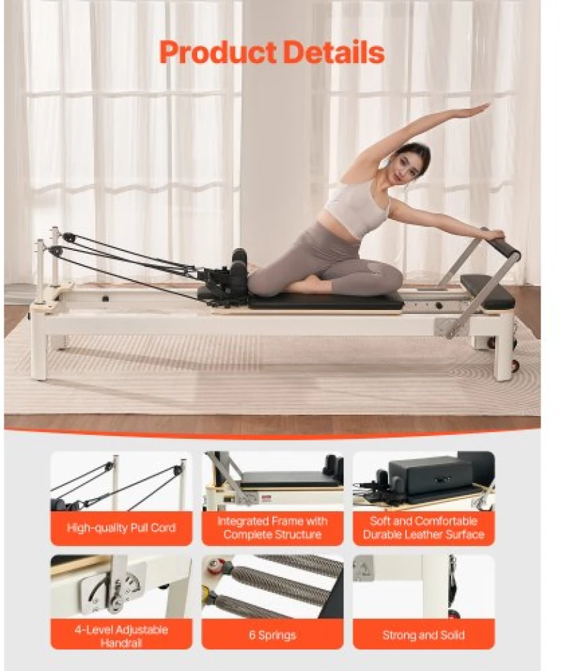 VEVOR Pilates Reformer Pilates Machine Home Gym Equipment with Resistance