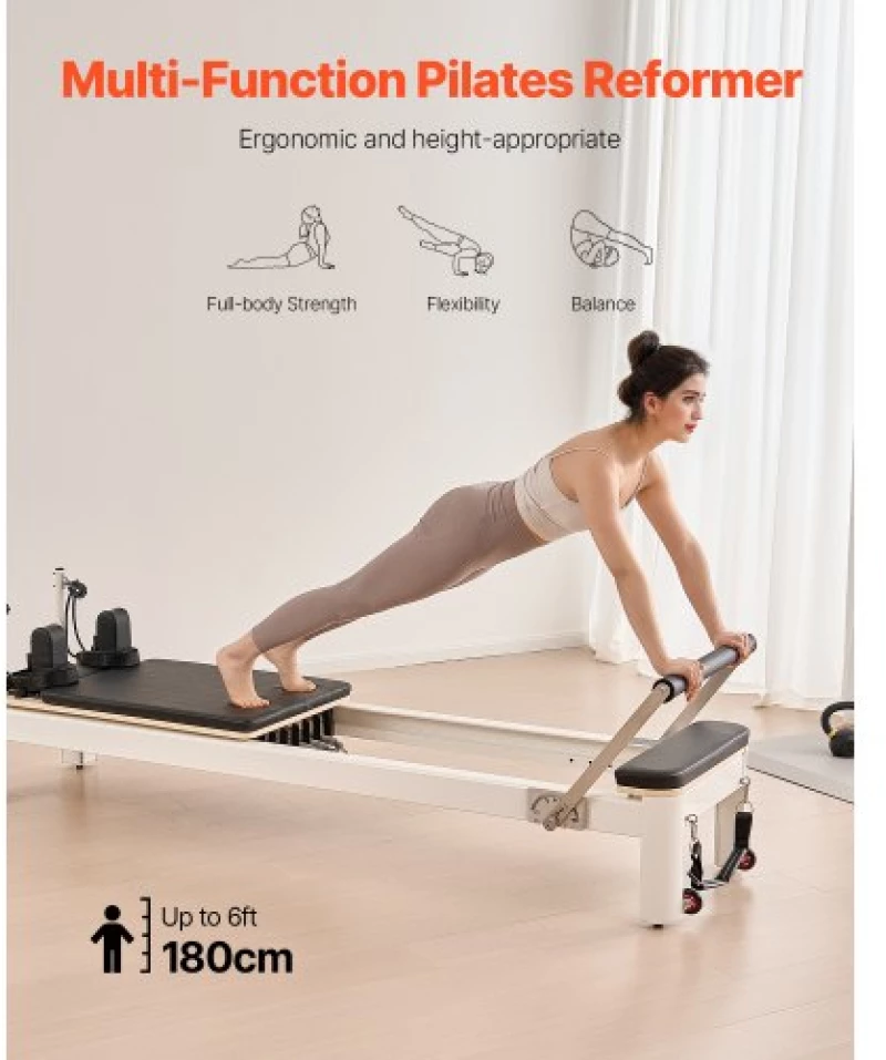 VEVOR Pilates Reformer Pilates Machine Home Gym Equipment with Resistance