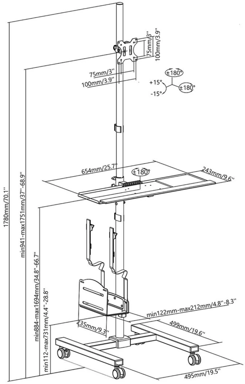 Βάση τηλεόρασης για το πάτωμα MacLean MC-793 W 32" 20 kg