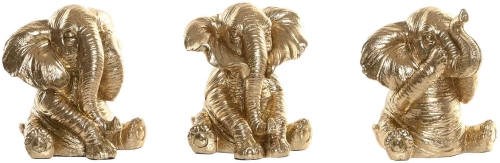 Διακοσμητική Φιγούρα Home ESPRIT Χρυσό Ελέφαντας 13 x 12 x 14 cm (3 Μονάδες)