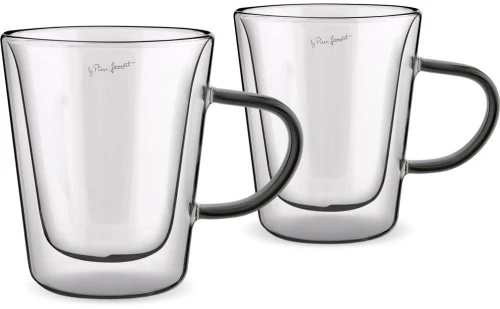 Σετ Ποτήρια Τσαγιού VASO Lamart LT9121 Γυάλινα με Διπλό Τοίχωμα 350ml Μαύρο 2 Τεμ