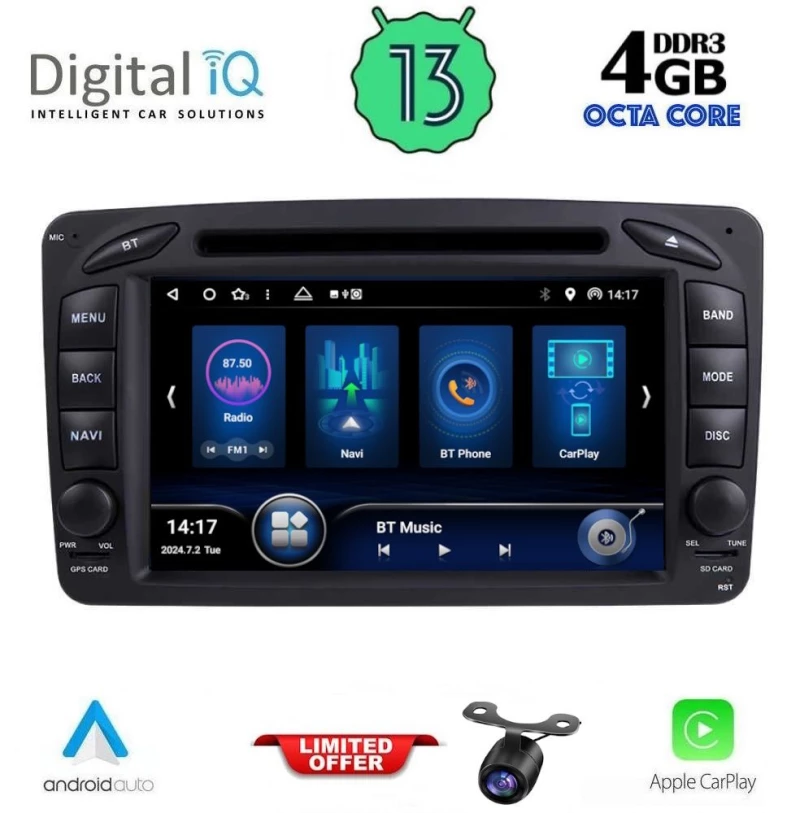 DIGITAL IQ BXE 671_CPA (7" DVD) MULTIMEDIA SYSTEM for MERCEDES C (W203) mod. 1999-2004