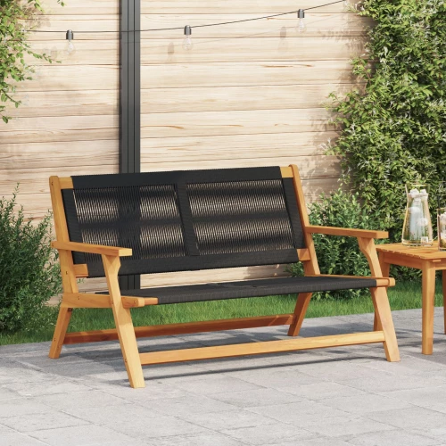 vidaXL Πάγκος Κήπου Μαύρος 76x122x73 εκ. Μασίφ Ξύλο Ακακίας