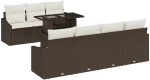 vidaXL Set Καναπέ Κήπου 8 Τεμαχίων με Μαξιλάρια Καφέ Ρατάν