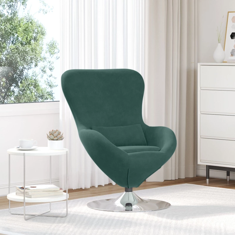 vidaXL Πολυθρόνα Αυγού Dark Green Βελούδο