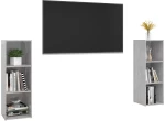 vidaXL Έπιπλα Τηλεόρασης 2 τεμ. Γκρι Σκυρ. 107x35x37 εκ. Μοριοσανίδα