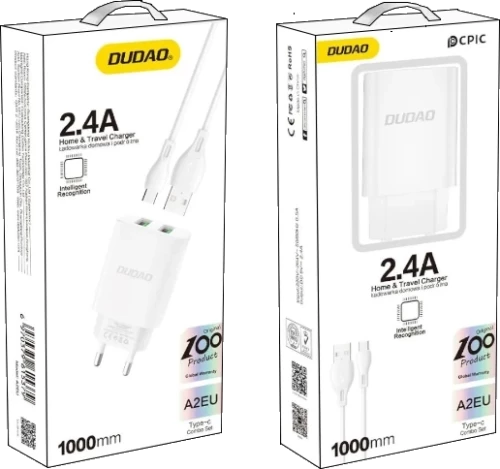 DUDAO A2EU Home + Travel Charger Set (Comes with Type-C cable)