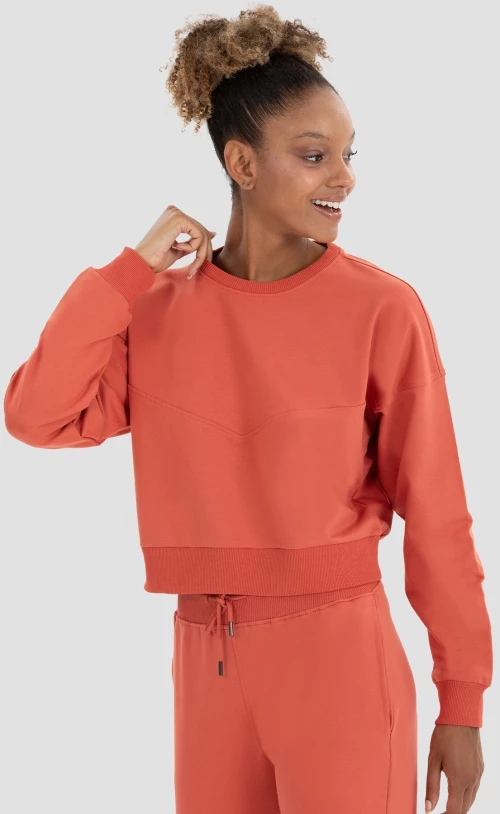 Γυναικείο Αθλητικό Oversized Sweatshirt Κεραμιδί