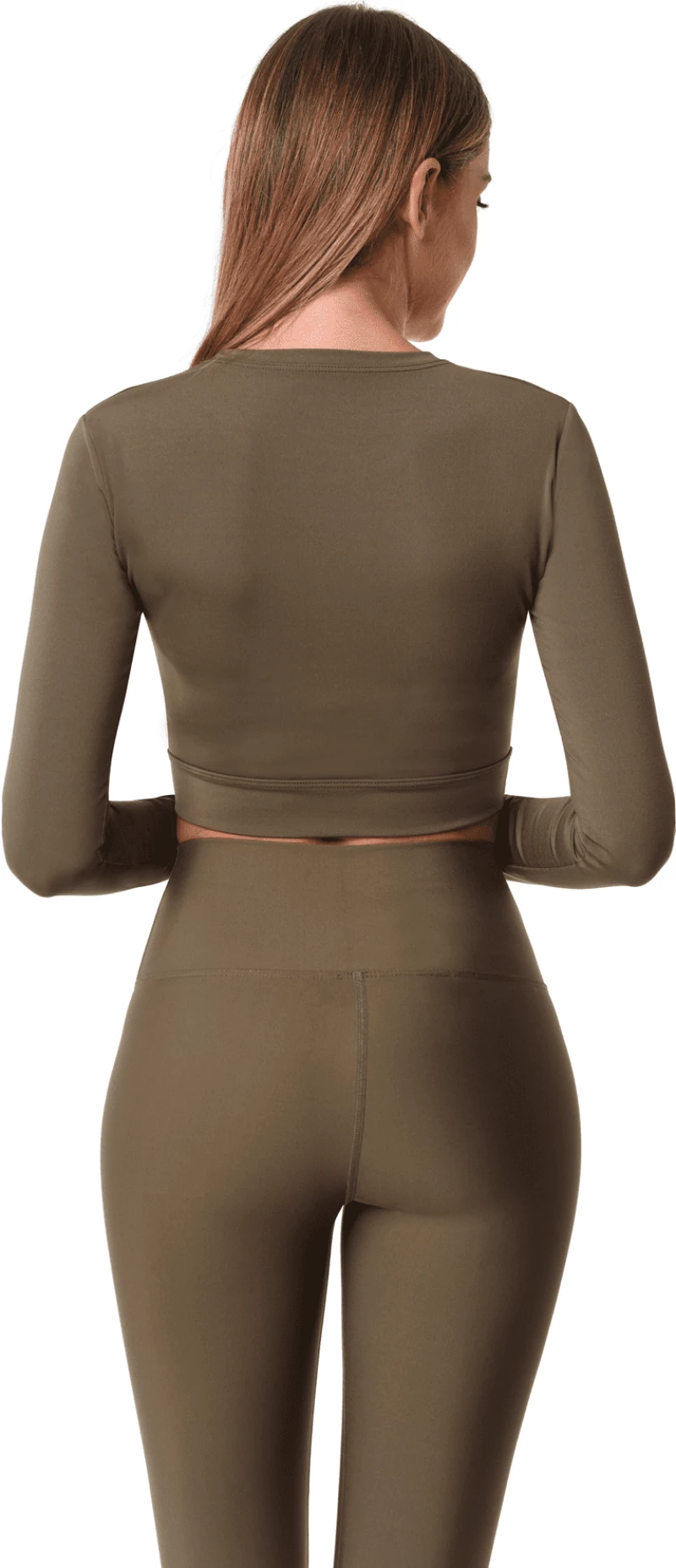 Γυναικείο Μακρυμάνικο Crop Top Χακί