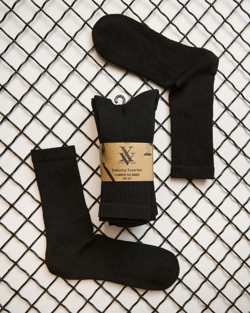 Ανδρικές Κάλτσες Μαύρες Πετσετέ Αθλητικές (3 Ζεύγη)