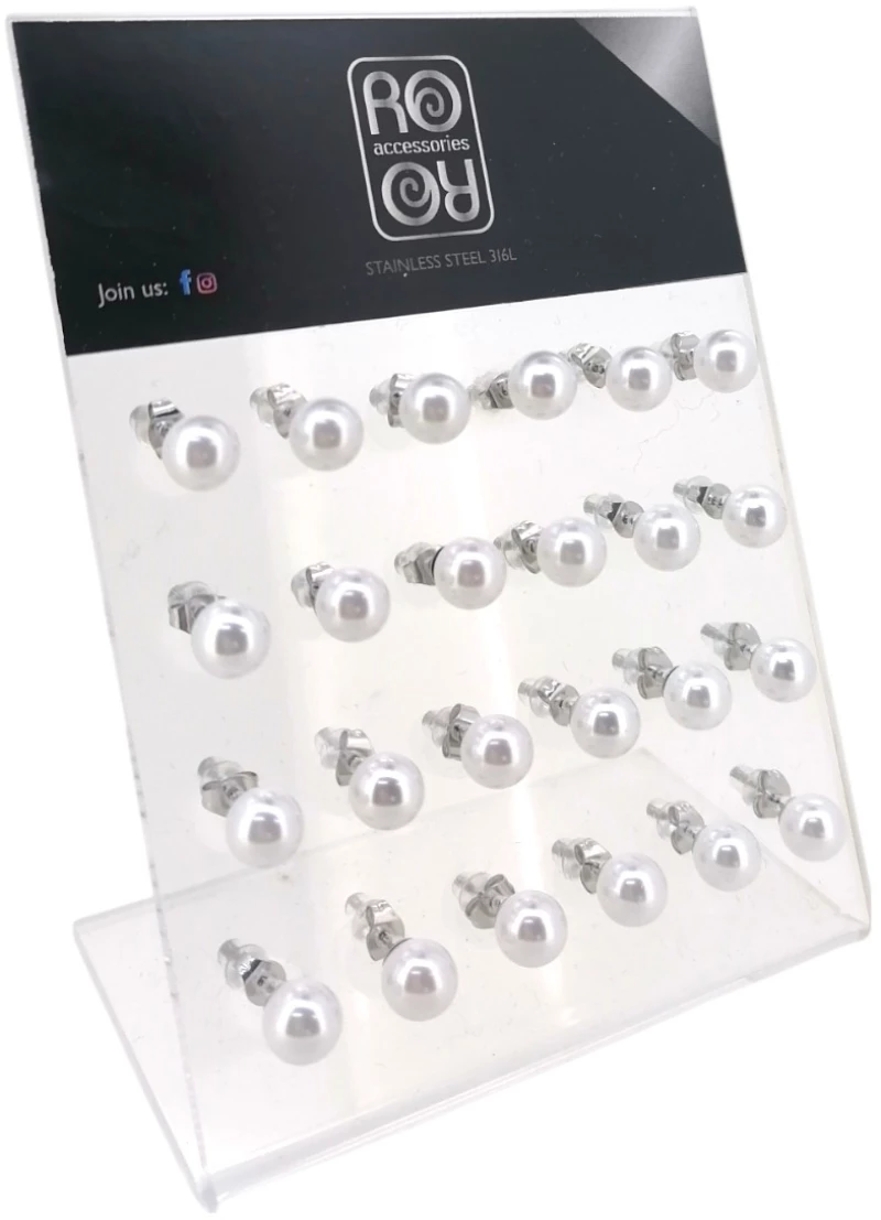 Σκουλαρίκια αυτιού Stainless steel πέρλα  8mm