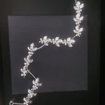 Νυφικό headpiece φύλλα με στρας & πέρλα λεπτομέρειες 32 cm