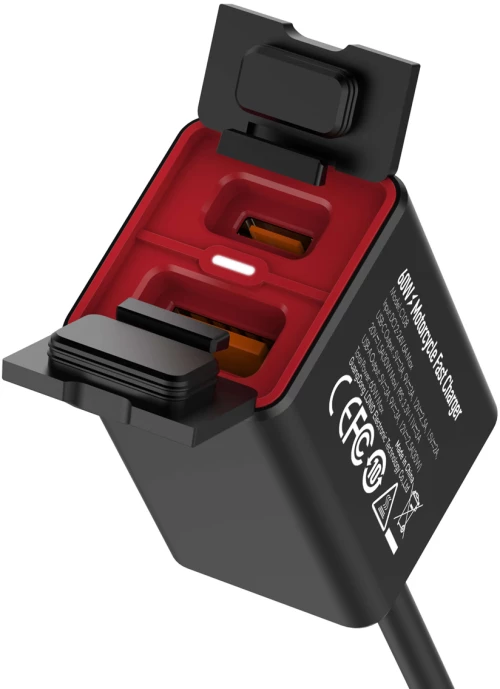 LDNIO φορτιστής μοτοσυκλέτας C108 με καλώδιο, USB/USB-C, 60W, μαύρος