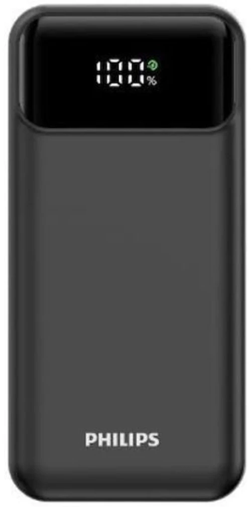 PHILIPS POWER POWER BANK DLP1922CB 10000mAh OUTPUT USB-C 5V-3A/USB-A 5V-2A ΜΕ ΕΝΣΩΜΑΤΩΜΕΝΑ ΚΑΛΩΔΙΑ USB-C,USB-A & LIGHTNING BLACK
