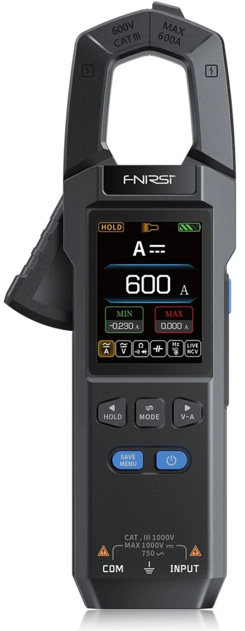 FNIRSI ψηφιακή αμπεροτσιμπίδα/πολύμετρο DMC-100, 600A AC/DC, NCV, True RMS, επαναφορτιζόμενη