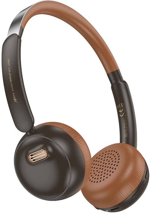 Wireless Ακουστικά Stereo Hoco W62 Verso Retro V5.4 300mAh με Ενσωματωμένο Μικρόφωνο Καφέ - Μαύρο