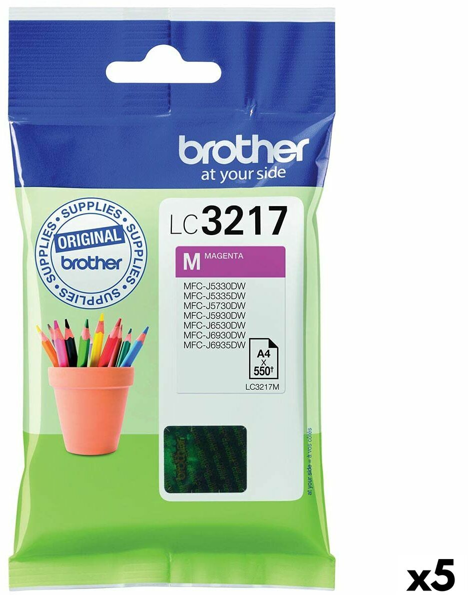 Αυθεντικό Φυσίγγιο μελάνης Brother LC3217 Mατζέντα (5 Μονάδες)