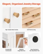 VEVOR Jewelry Box 360° Rotating Jewelry Organizer with 4 Necklace Hooks White