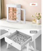 VEVOR Jewelry Box 360° Rotating Jewelry Organizer with 4 Necklace Hooks White