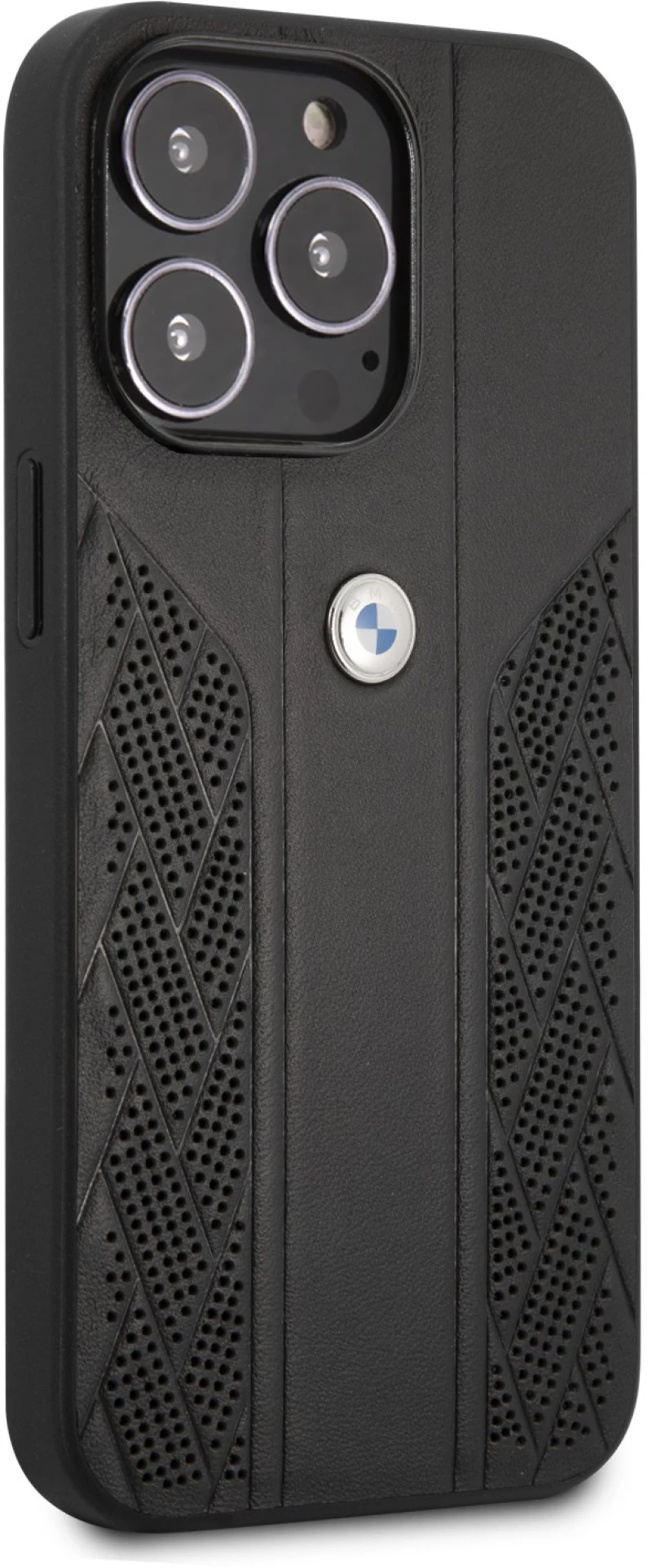 BMW Leather Black Curve Perforated Design Back Cover Θήκη προστασίας από δερματίνη – iPhone 13 Pro Μαύρο