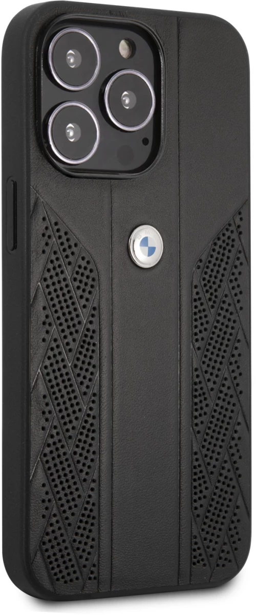 BMW Leather Black Curve Perforated Design Back Cover Θήκη προστασίας από δερματίνη – iPhone 13 Pro Μαύρο