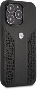 BMW Leather Black Curve Perforated Design Back Cover Θήκη προστασίας από δερματίνη – iPhone 13 Pro Μαύρο