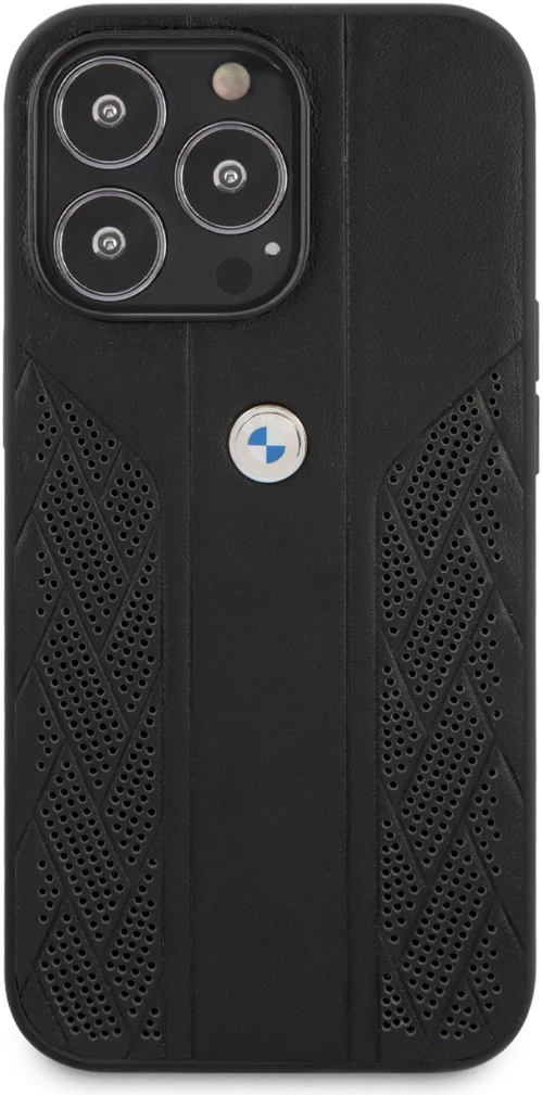 BMW Leather Black Curve Perforated Design Back Cover Θήκη προστασίας από δερματίνη – iPhone 13 Pro Μαύρο