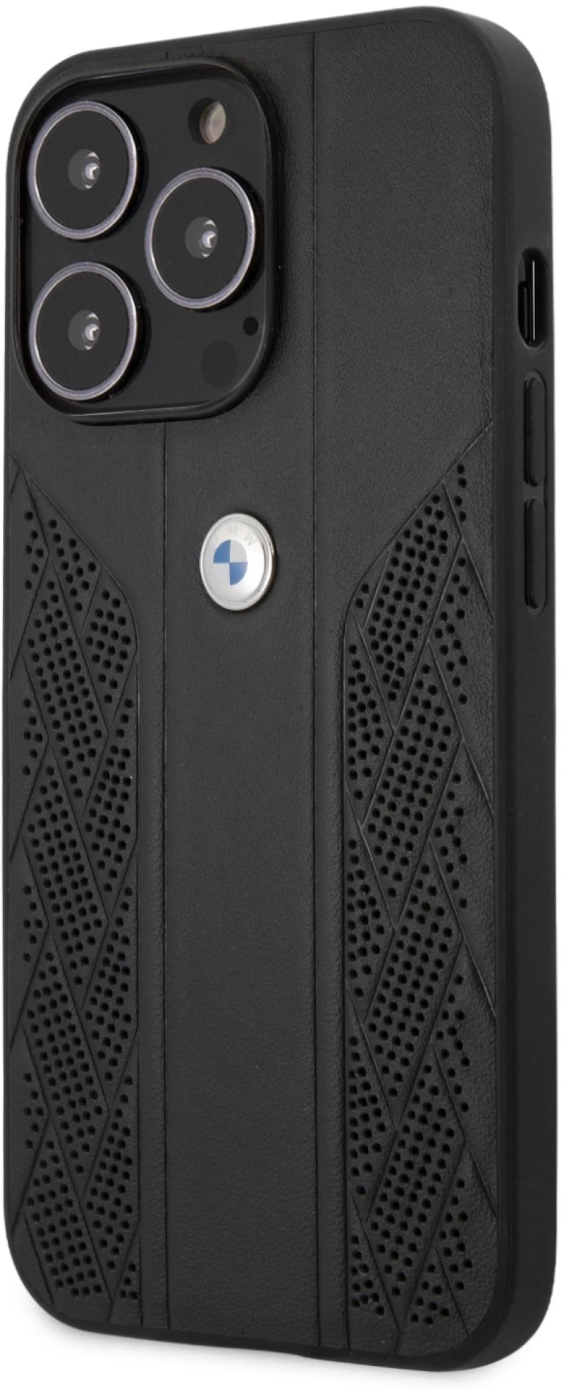 BMW Leather Black Curve Perforated Design Back Cover Θήκη προστασίας από δερματίνη – iPhone 13 Pro Μαύρο