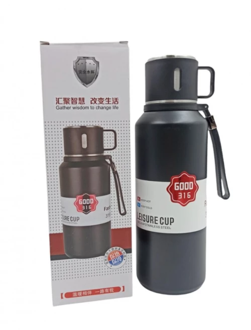 ΑΝΟΞΕΙΔΩΤΟ ΘΕΡΜΟΣ ΜΑΥΡΟ1200ml ΜΕ ΚΑΠΑΚΙ-ΚΟΥΠΑ XZ-7808