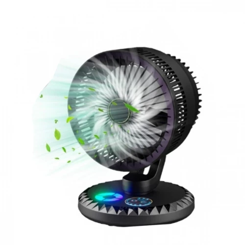 18cm Επιτραπέζιος USB Ανεμιστήρας με Ρύθμιση Ισχύος, Χρονοδιακόπτη & LED Φωτισμό - Arrango - Μαύρο