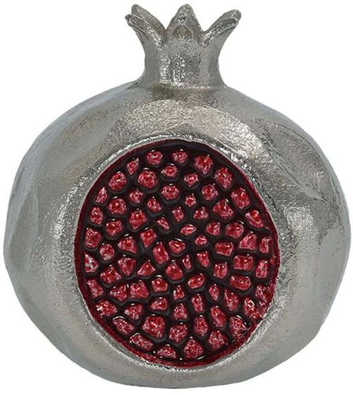 Διακοσμητικό Επιτραπέζιο Pomegranate 947-124-008 13x10x13cm Silver-Red Αλουμίνιο