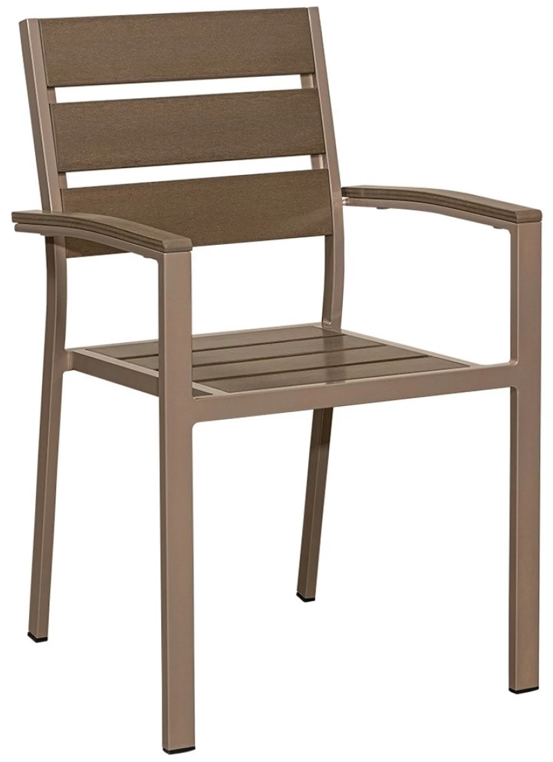 Πολυθρόνα Αλουμινίου Με Polywood 223917 57x58x88cm Taupe-Brown