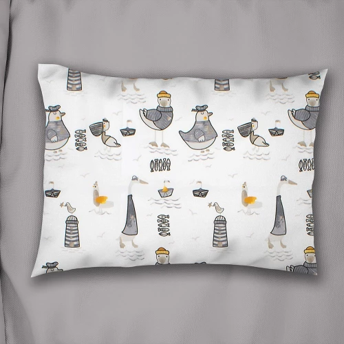 Μαξιλαροθήκη Παιδική Seabirds 578 White-Grey DimCol 35X45 35x45cm 100% Βαμβάκι