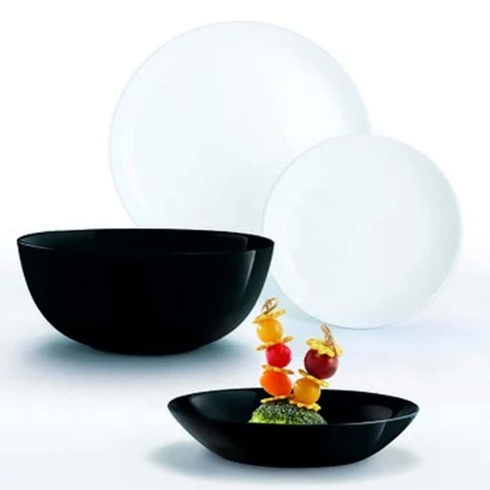 Σερβίτσιο Πιάτα Φαγητού Diwali (Σετ 19Τμχ) P4360 Black-White Luminarc 19 pcs Γυαλί