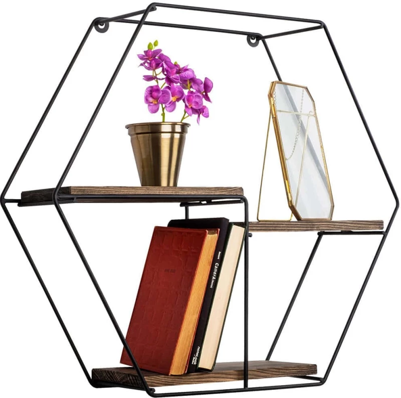 Ραφιέρα Τοίχου Narcissus 491CRT1104 60x15x60cm Walnut-Black