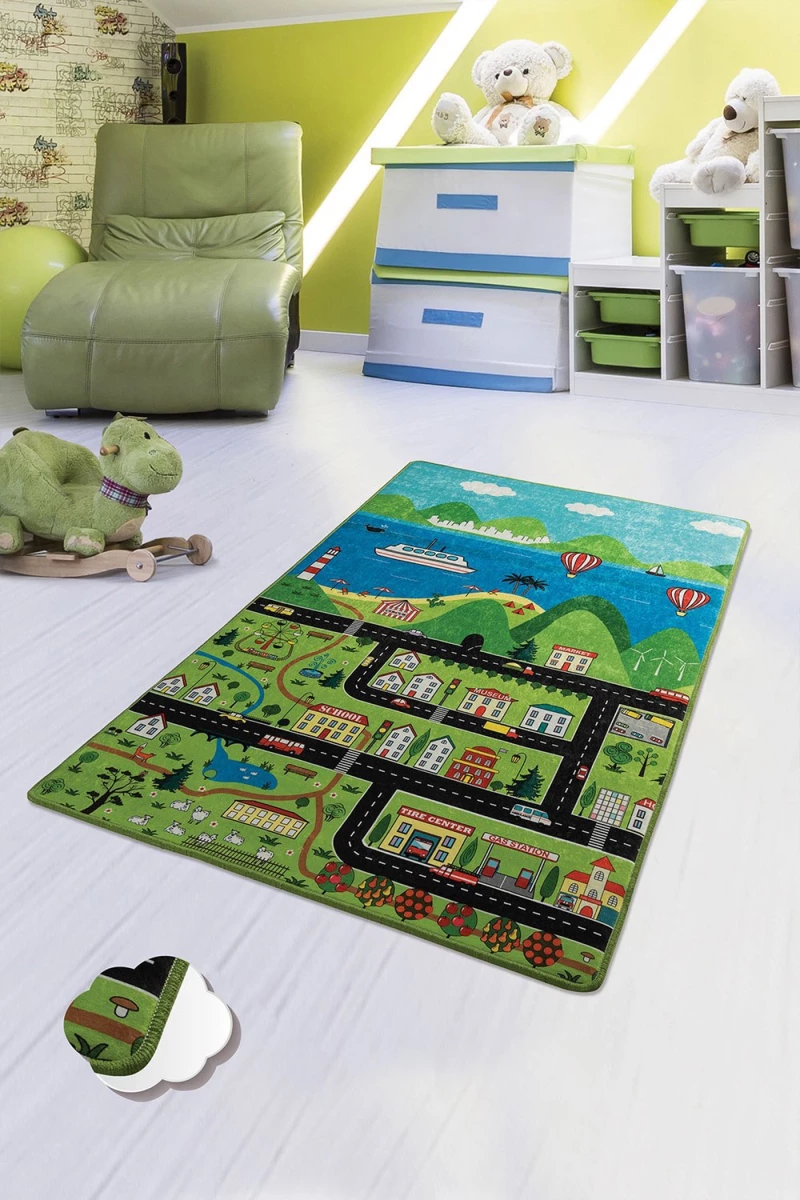Χαλί Happy City 876CHL1070 Green-Multi Conceptum Hypnose 140X190cm