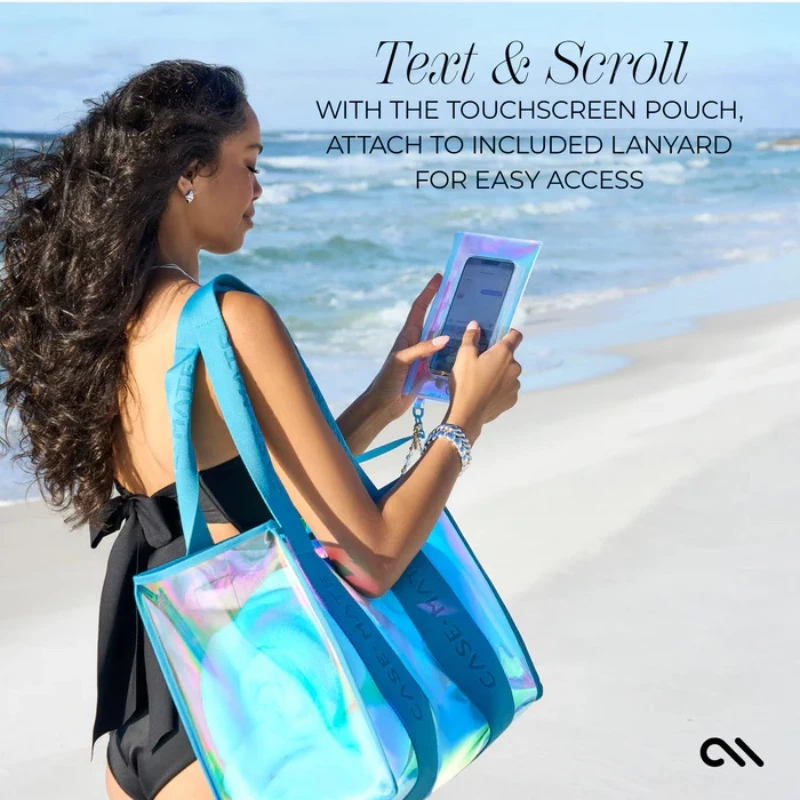 Case-Mate Large Travel Tote Bag – Waterproof Shoulder Bag with Phone Pouch (Emerald Blue Soap Bubble)