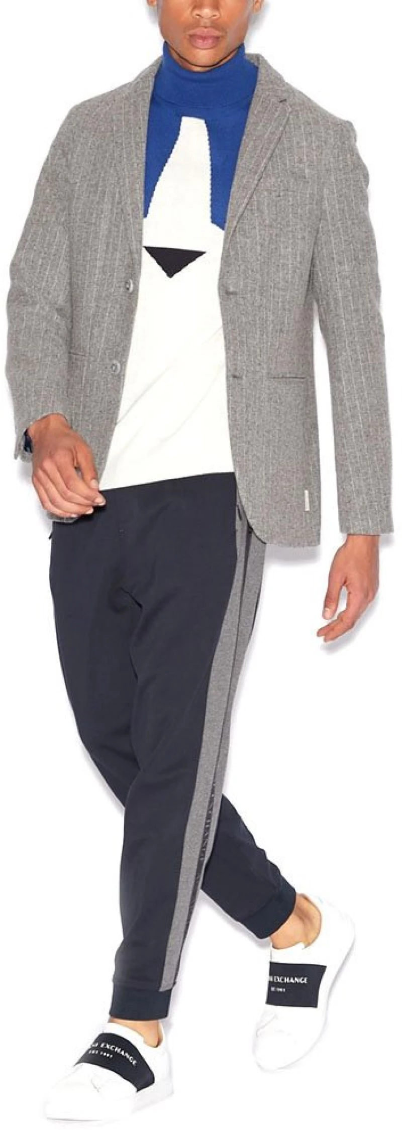 ARMANI EXCHANGE STRIPE SINGLE BREASTED BLAZER MEN ARMANI EXCHANGE ΓΚΡΙ- ΛΕΥΚΟ (6GZG09-ZNPLZ-4948)