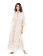 Γυναικείο Beachwear Pink Label - Μακρύ καφτάνι - Λευκό Ριγέ - Cotton