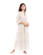 Γυναικείο Beachwear Pink Label - Μακρύ καφτάνι - Λευκό Ριγέ - Cotton