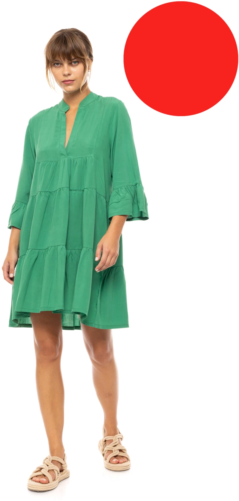 Γυναικείο Beachdress Pink Label -  Φόρεμα - Κόκκινο - Regular Fit - Viscose