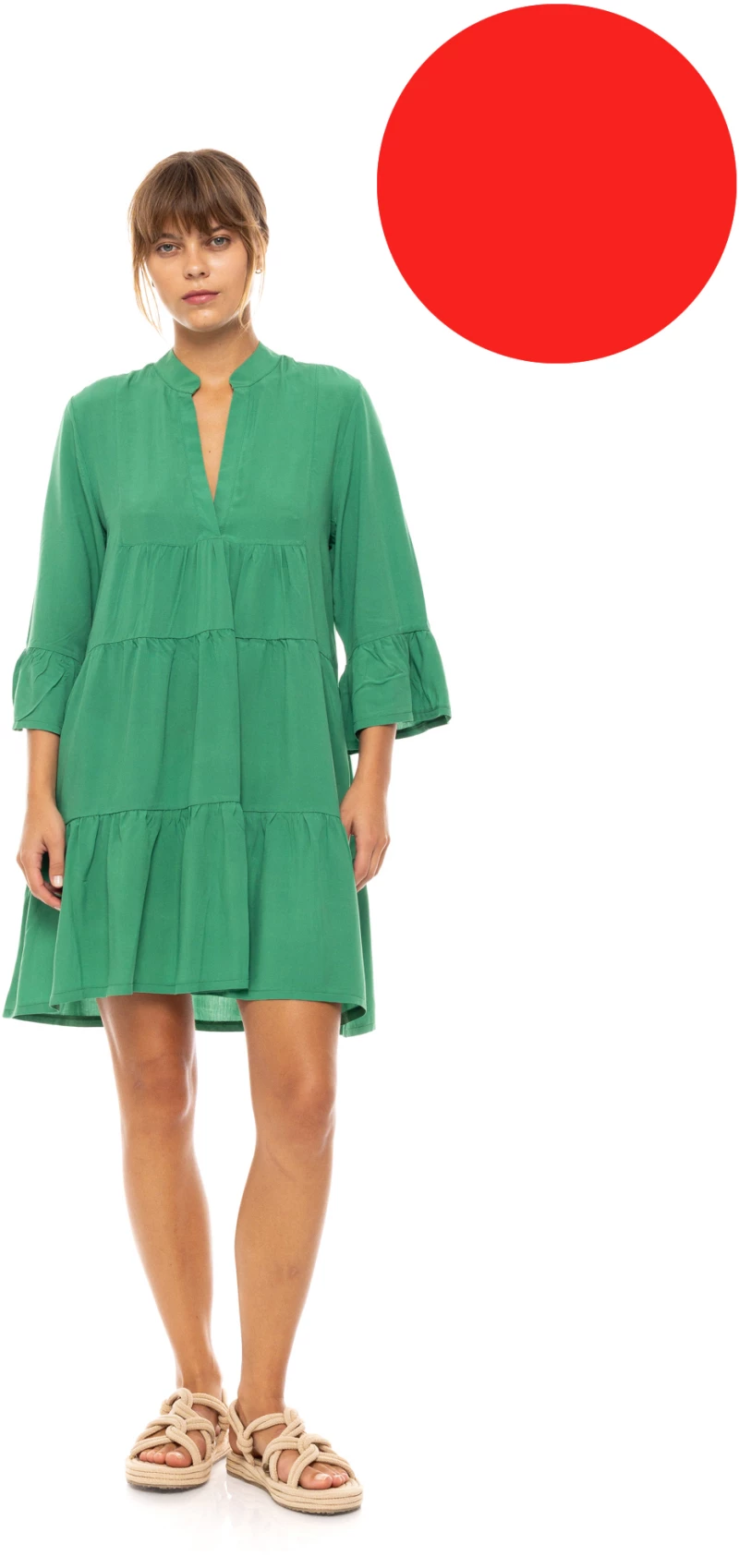 Γυναικείο Beachdress Pink Label -  Φόρεμα - Κόκκινο - Regular Fit - Viscose
