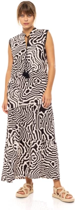 Γυναικείο Beachdress Pink Label - BLACK GEO - Maxi - Viscose